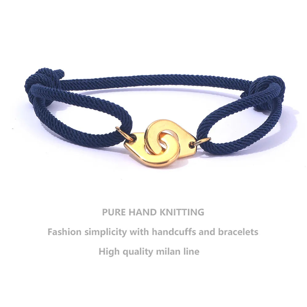 Casual Simple Style Handcuffs Rope Titanium Steel Stoving Varnish Couple Bracelets