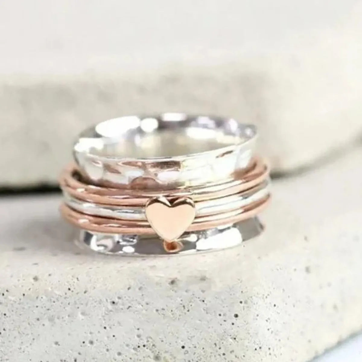 Casual Simple Style Heart Shape Alloy Plating Women'S Rings