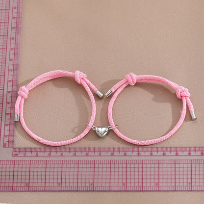 Casual Simple Style Heart Shape Alloy Rope Couple Bracelets