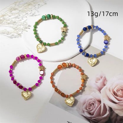 Casual Simple Style Heart Shape CCB Alloy Glass Wholesale Bracelets