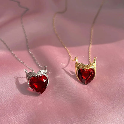 Casual Simple Style Heart Shape Crown Stainless Steel Inlay Zircon 18k Gold Plated Pendant Necklace