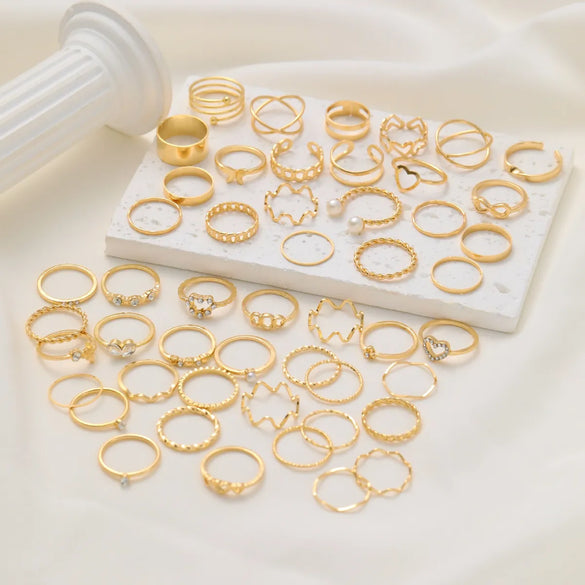 Casual Simple Style Heart Shape Flower Butterfly Alloy Inlay Pearl Zircon Women'S Open Rings Rings