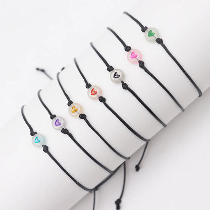 Casual Simple Style Heart Shape Mixed Materials Luminous Couple Bracelets