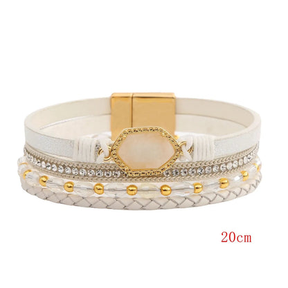 Casual Simple Style Heart Shape Pu Leather Alloy Inlay Rhinestones Women's Wristband