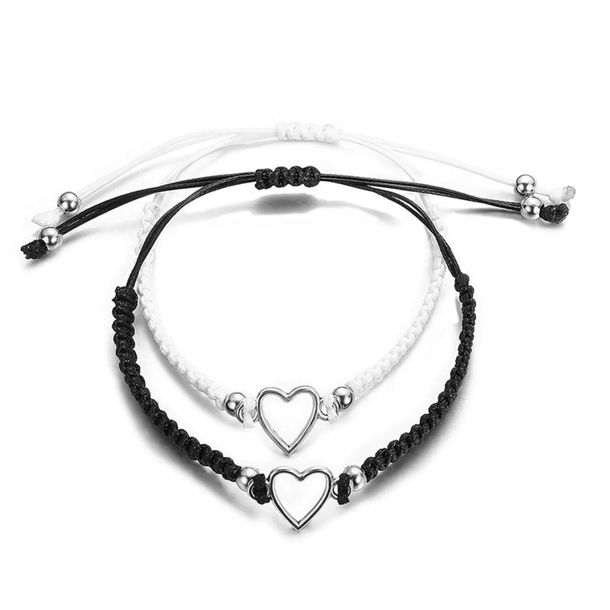 Casual Simple Style Heart Shape Rope Knitting Couple Drawstring Bracelets