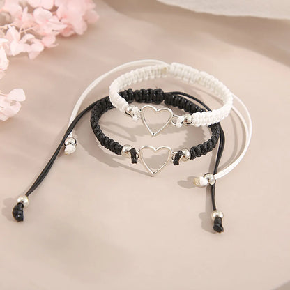 Casual Simple Style Heart Shape Rope Knitting Couple Drawstring Bracelets