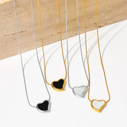 Casual Simple Style Heart Shape Stainless Steel Plating Inlay Artificial Gemstones Gold Plated Necklace