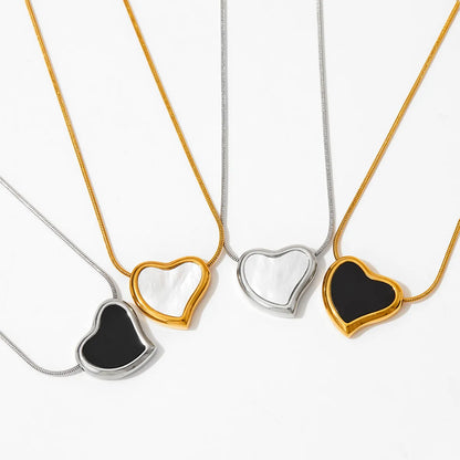 Casual Simple Style Heart Shape Stainless Steel Plating Inlay Artificial Gemstones Gold Plated Necklace