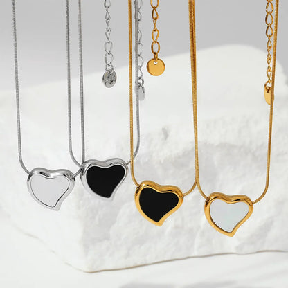 Casual Simple Style Heart Shape Stainless Steel Plating Inlay Artificial Gemstones Gold Plated Necklace