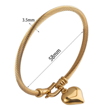 Casual Simple Style Heart Shape Titanium Steel Bangle In Bulk