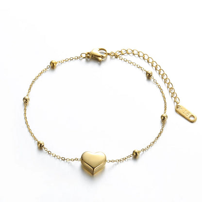 Wholesale Casual Simple Style Heart Shape Titanium Steel Plating 18k Gold Plated Bracelets Necklace