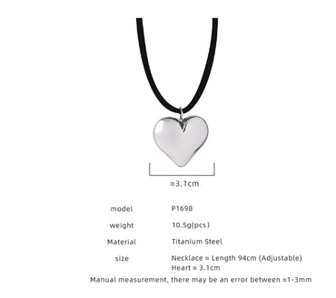 Casual Simple Style Heart Shape Titanium Steel Plating Pendant Necklace