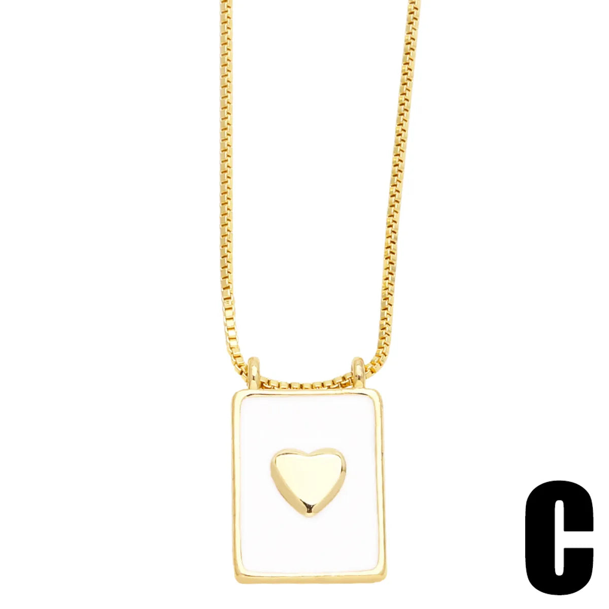 Casual Simple Style Human Heart Shape Rectangle Stainless Steel Copper Enamel Plating 18k Gold Plated Pendant Necklace Long Necklace