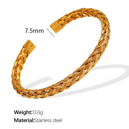 Casual Simple Style IG Style Solid Color 304 Stainless Steel 18K Gold Plated Bangle In Bulk