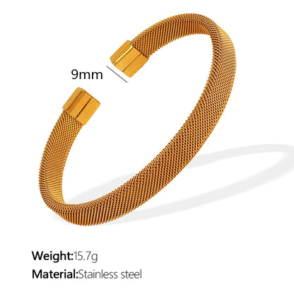 Casual Simple Style IG Style Solid Color 304 Stainless Steel 18K Gold Plated Bangle In Bulk