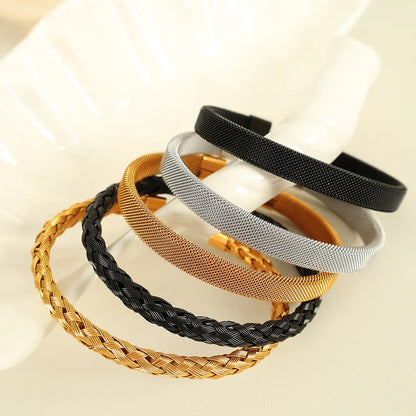 Casual Simple Style IG Style Solid Color 304 Stainless Steel 18K Gold Plated Bangle In Bulk