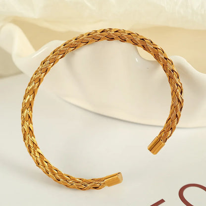 Casual Simple Style IG Style Solid Color 304 Stainless Steel 18K Gold Plated Bangle In Bulk