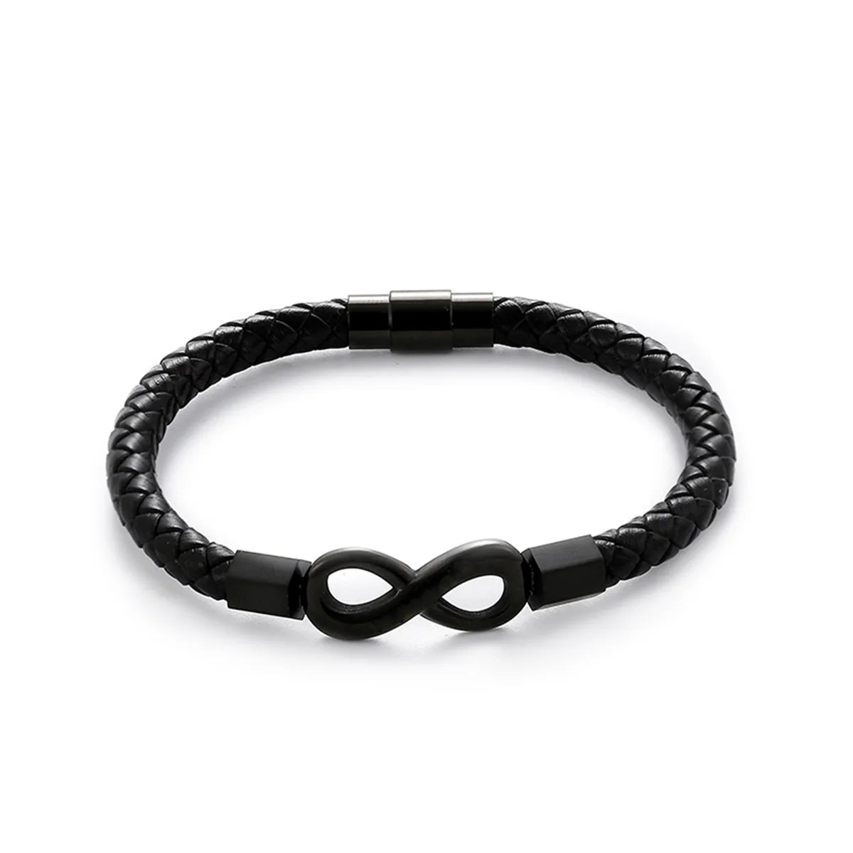 Casual Simple Style Infinity 304 Stainless Steel Pu Leather Plating Braid Unisex Wristband