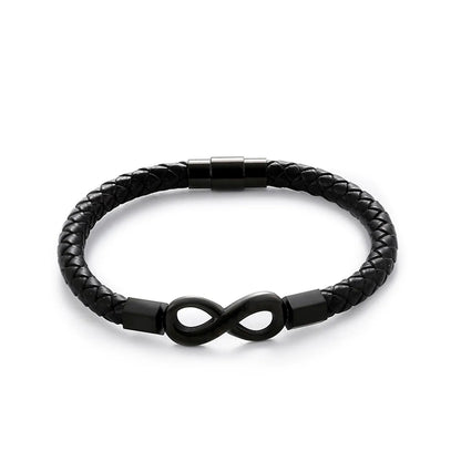 Casual Simple Style Infinity 304 Stainless Steel Pu Leather Plating Braid Unisex Wristband