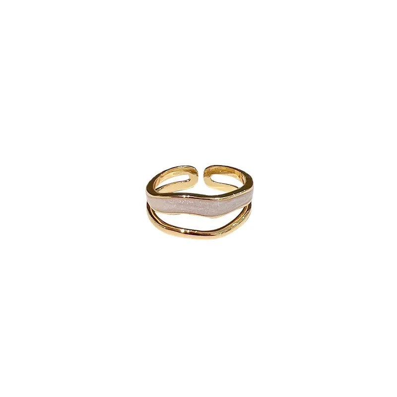 Casual Simple Style Irregular Copper Gold Plated Zircon Open Ring In Bulk