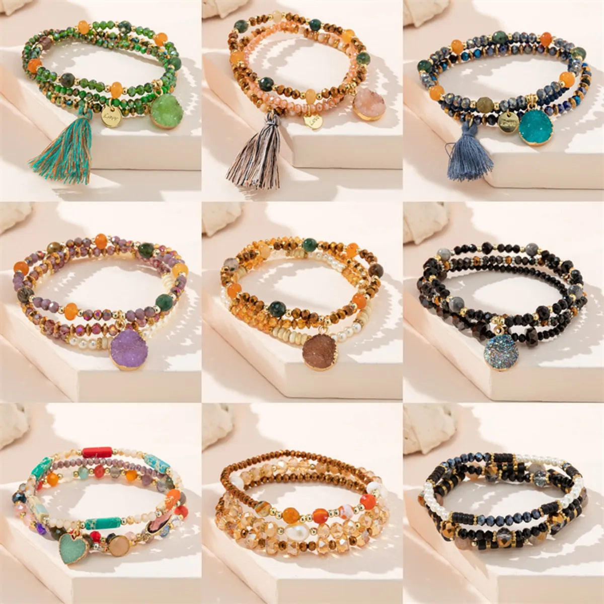 Casual Simple Style Irregular Glass Rope Beaded Women'S Bracelets