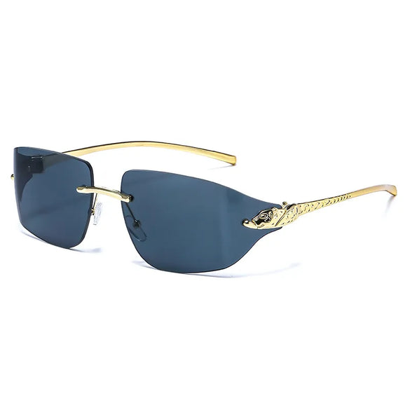 Casual Simple Style Jaguar Pc Special-Shaped Mirror Frameless Women'S Sunglasses