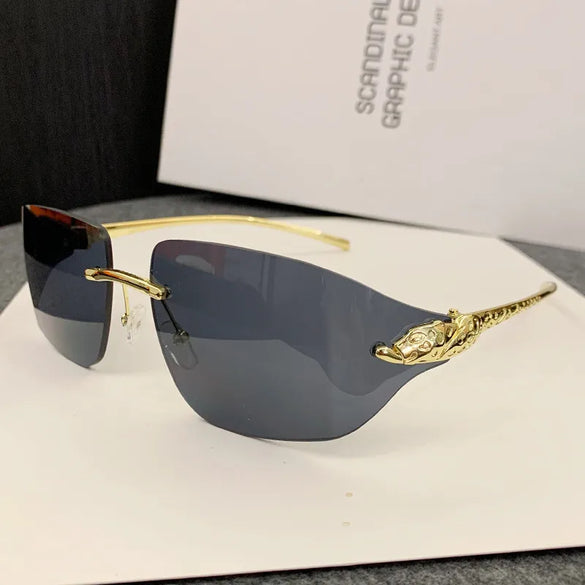 Casual Simple Style Jaguar Pc Special-Shaped Mirror Frameless Women'S Sunglasses