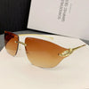 Casual Simple Style Jaguar Pc Special-Shaped Mirror Frameless Women'S Sunglasses