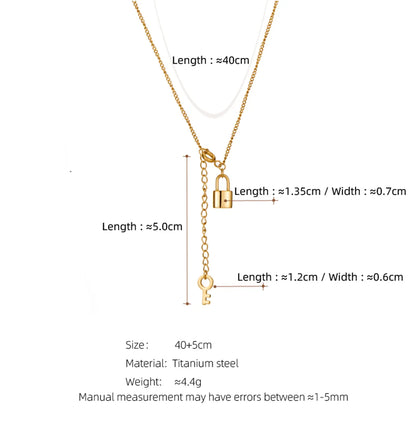 Casual Simple Style Key Lock Titanium Steel Plating 18k Gold Plated Pendant Necklace