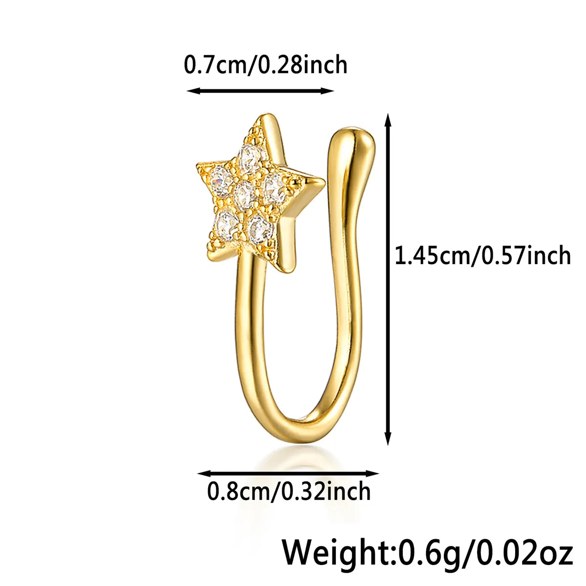 1 Piece Nose Rings & Studs Casual Simple Style Leaf Flower Fish Tail Sterling Silver Inlay Zircon White Gold Plated Gold Plated