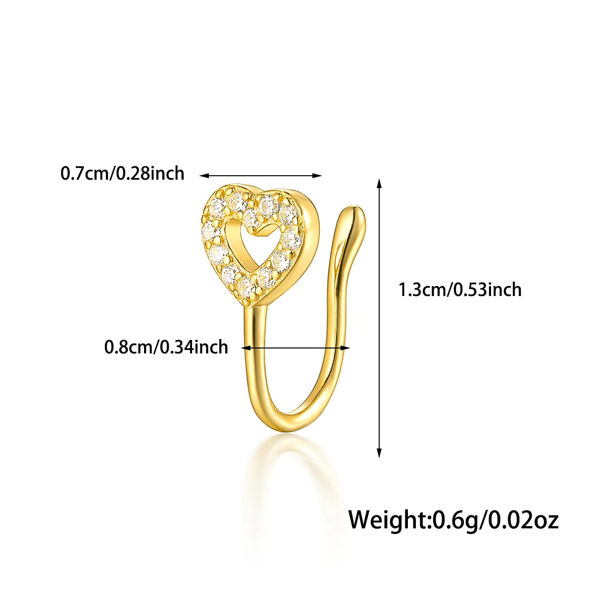 1 Piece Nose Rings & Studs Casual Simple Style Leaf Flower Fish Tail Sterling Silver Inlay Zircon White Gold Plated Gold Plated