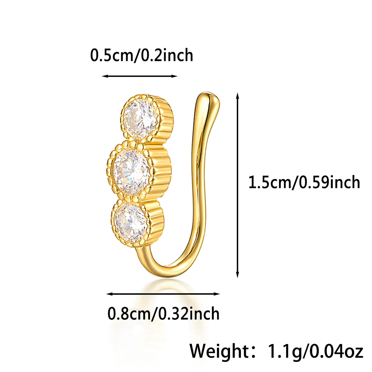 1 Piece Nose Rings & Studs Casual Simple Style Leaf Flower Fish Tail Sterling Silver Inlay Zircon White Gold Plated Gold Plated