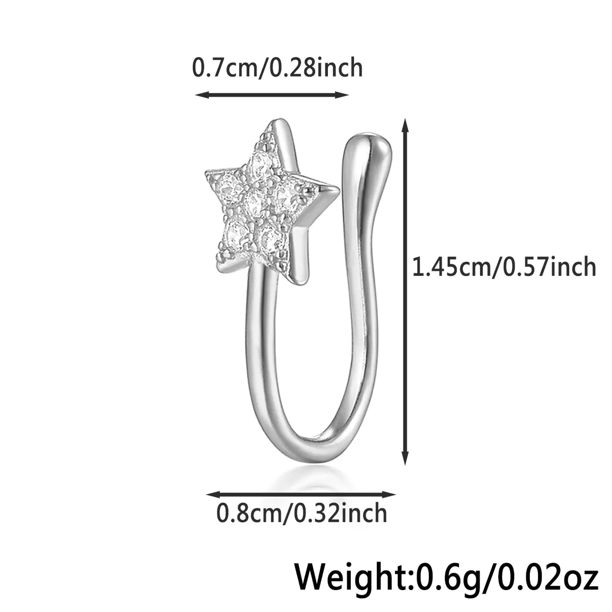 1 Piece Nose Rings & Studs Casual Simple Style Leaf Flower Fish Tail Sterling Silver Inlay Zircon White Gold Plated Gold Plated