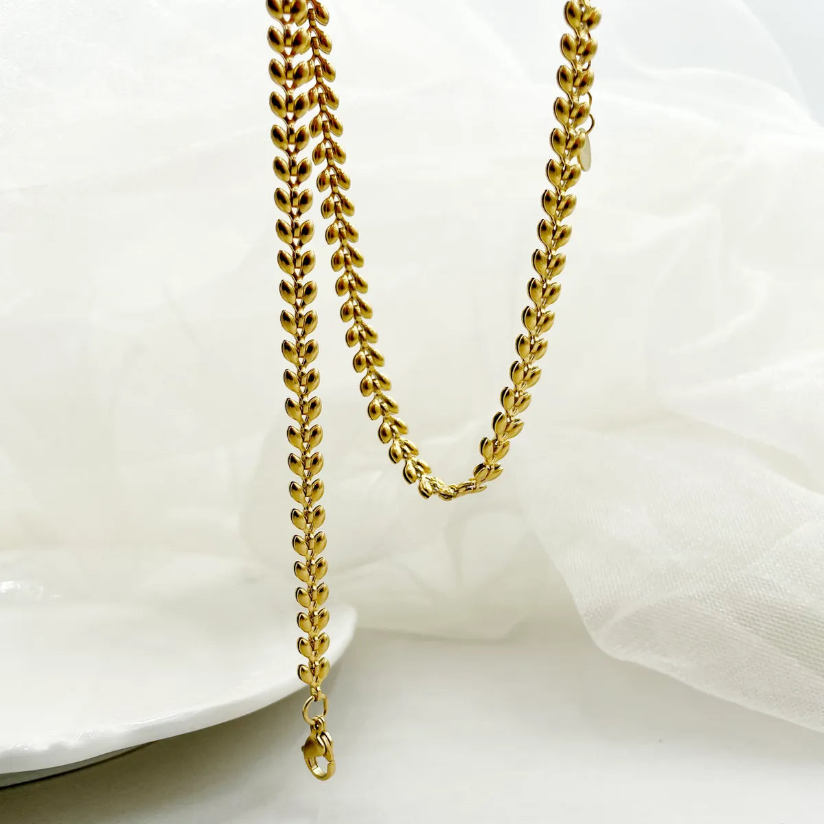 Casual Simple Style Leaf Stainless Steel Polishing Plating Gold Plated Necklace