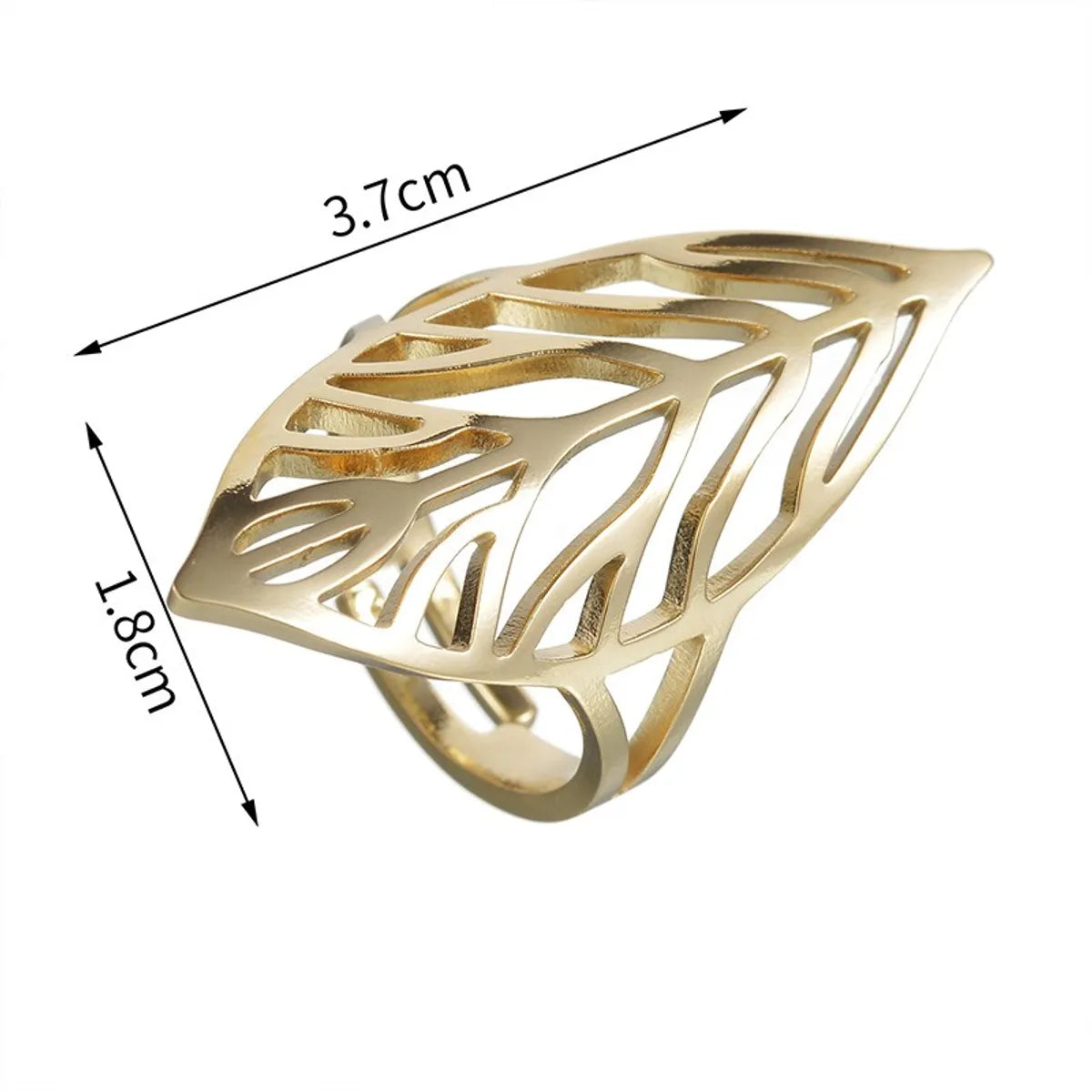 Casual Simple Style Leaves Stainless Steel Plating Hollow Out 14k Gold Plated Open Rings