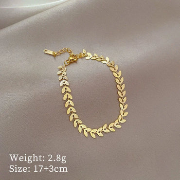 Casual Simple Style Leaves Titanium Steel Bracelets In Bulk