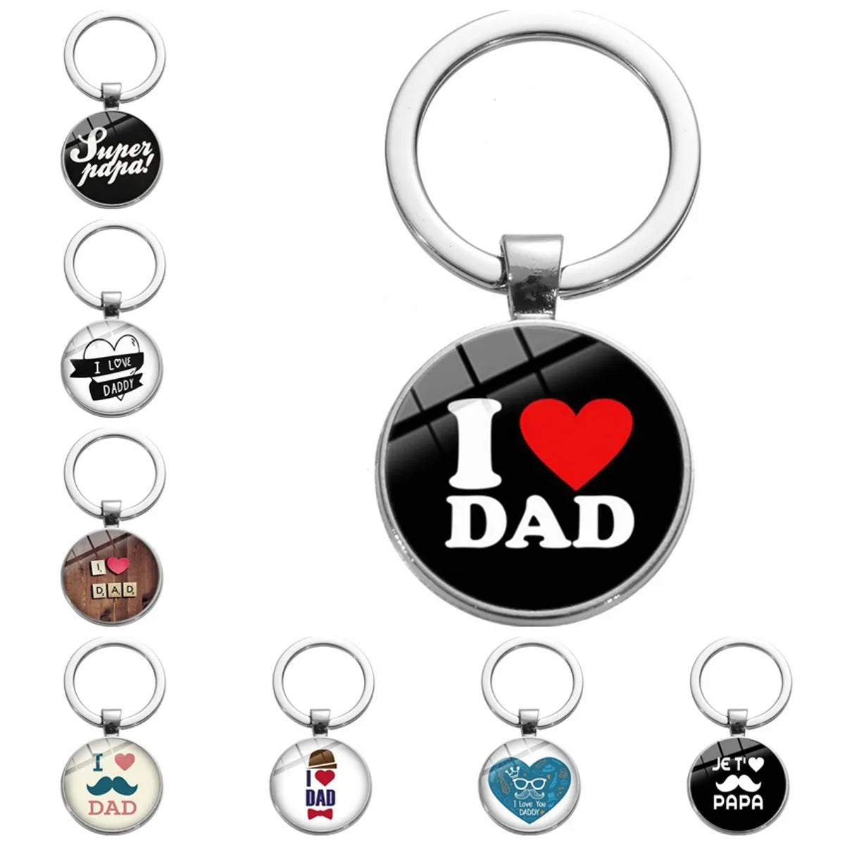 Casual Simple Style Letter Alloy Buckle Inlay Glass Father'S Day Bag Pendant Keychain