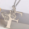 Casual Simple Style Letter Butterfly Stainless Steel Plating Hollow Out 18k Gold Plated Pendant Necklace