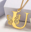 Casual Simple Style Letter Butterfly Stainless Steel Plating Hollow Out 18k Gold Plated Pendant Necklace