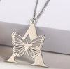 Casual Simple Style Letter Butterfly Stainless Steel Plating Hollow Out 18k Gold Plated Pendant Necklace