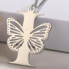 Casual Simple Style Letter Butterfly Stainless Steel Plating Hollow Out 18k Gold Plated Pendant Necklace