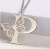 Casual Simple Style Letter Butterfly Stainless Steel Plating Hollow Out 18k Gold Plated Pendant Necklace