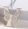 Casual Simple Style Letter Butterfly Stainless Steel Plating Hollow Out 18k Gold Plated Pendant Necklace