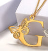 Casual Simple Style Letter Butterfly Stainless Steel Plating Hollow Out 18k Gold Plated Pendant Necklace