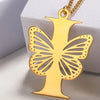 Casual Simple Style Letter Butterfly Stainless Steel Plating Hollow Out 18k Gold Plated Pendant Necklace