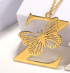 Casual Simple Style Letter Butterfly Stainless Steel Plating Hollow Out 18k Gold Plated Pendant Necklace