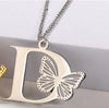 Casual Simple Style Letter Butterfly Stainless Steel Plating Hollow Out 18k Gold Plated Pendant Necklace