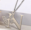 Casual Simple Style Letter Butterfly Stainless Steel Plating Hollow Out 18k Gold Plated Pendant Necklace