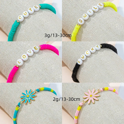 Casual Simple Style Letter Flower Alloy Soft Clay Wholesale Bracelets