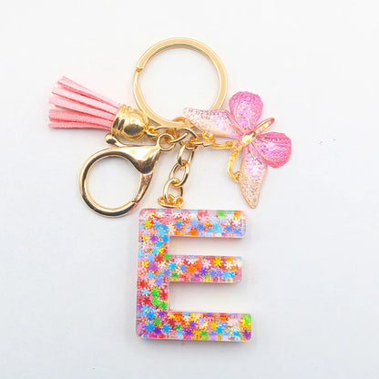 Casual Simple Style Letter Flower Butterfly Plastic Resin Sequins Epoxy Bag Pendant Keychain